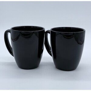 Corelleo Set Of 2 Stoneware Black Mugs